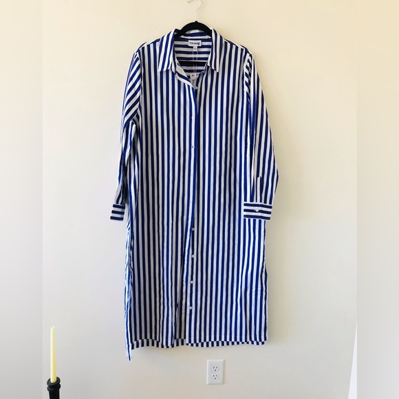 Steve Madden Dresses & Skirts - Steve Madden Striped Duster Long Sleeved Button Down Shirt Dress, NWT Size Large